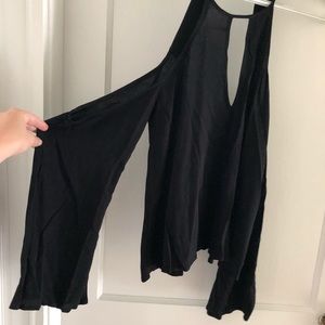 Black Tobi open shoulder top